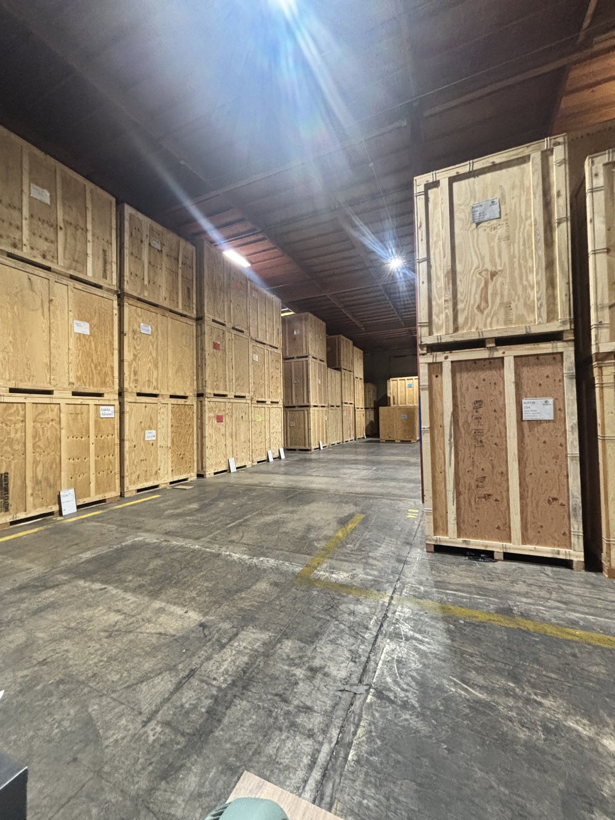 Aisle of contents storage vaults in the Better Box warehouse